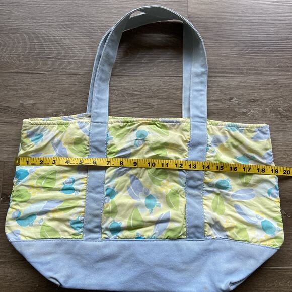 Lilly Pulitzer Tote Bag 19 X 12 X 6" Medium Canvas Blue Tropical Bird Graphic - Picture 3 of 16